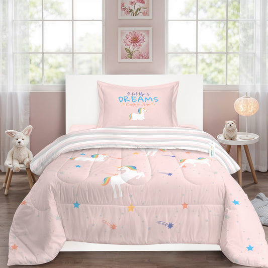 Premium Cotton 3PC Bedding Set Kids Comforter Set 135x220cm Unicorn