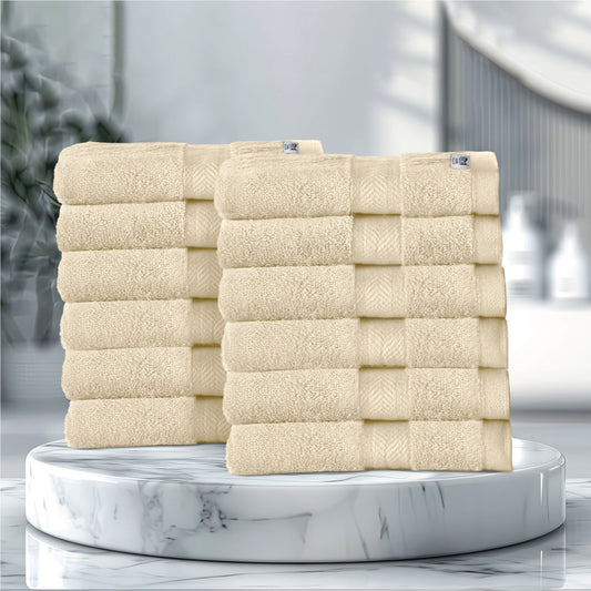 Cotton Face Towel 30x30 CM 12 Piece Set-Soft Feel, Quick Dry, Highly Absorbent Durable Towels - Cotton Home