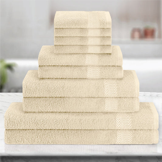 Cotton Towels 10 Piece Set-Soft Feel, Quick Dry, Highly Absorbent Durable Towels - Cotton Home