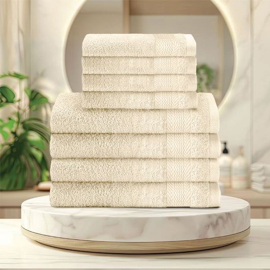 Cotton Face Towel and Hand Towel 8 Piece Set-Soft Feel, Quick Dry, Highly Absorbent Durable Towels - Cotton Home