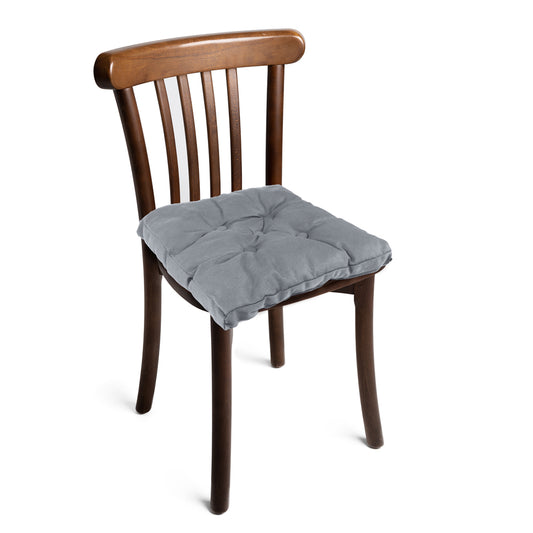 Premium Grey Chair Pads with Ties suitable for Dining Room For Indoor Outdoor Garden Patio Kitchen Office Chairs - Cotton Home