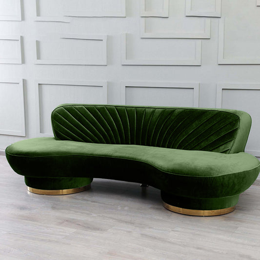 Northpol 3 Seater Velvet Sofa in Green - Elegant Comfort 242cm x 100cm x 78cm - Cotton Home