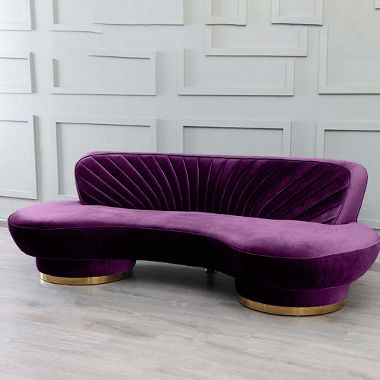 Northpol 3 Seater Velvet Sofa in Purple - Elegant Comfort 242cm x 100cm x 78cm - Cotton Home