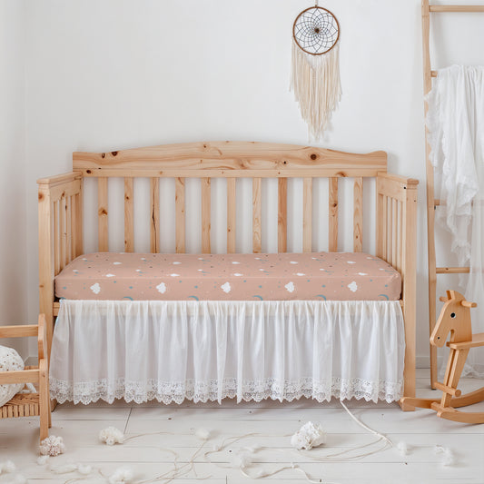 Premium Cotton 3-Piece Baby Crib Bedding Set (120x60 cm) Fitted Baby Mattress Sheets and Protector Dream Night