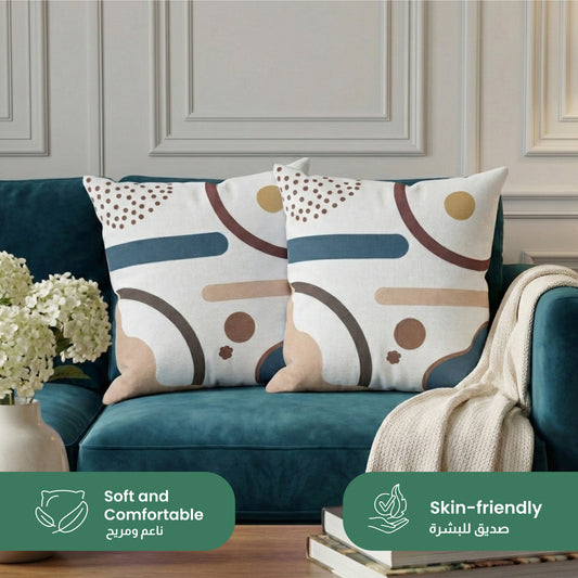 Cotton Decorative Throw Pillows Pack of 2 - 45x45 cm Square,