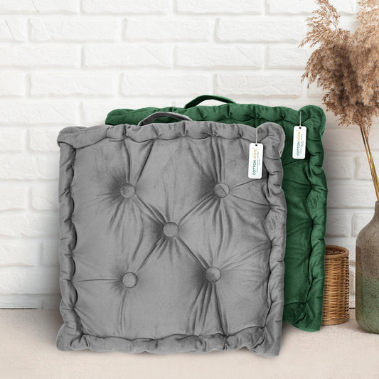 Serenity Velvet Multipurpose Seat Cushion 40x40cm Pack of 2 Square Shape Seating - Cotton Home
