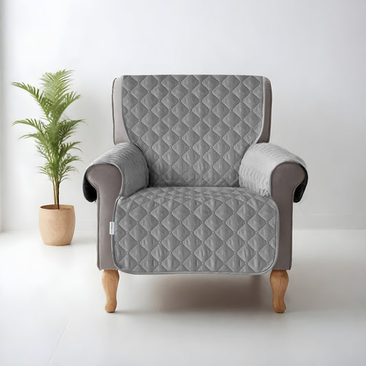 Ultimate Sofa Protector 1 Seater: Water Resistant Sofa Couch Cover for Ultimate Comfort | Furniture Protector for Pets Kids - Silver - Cotton Home