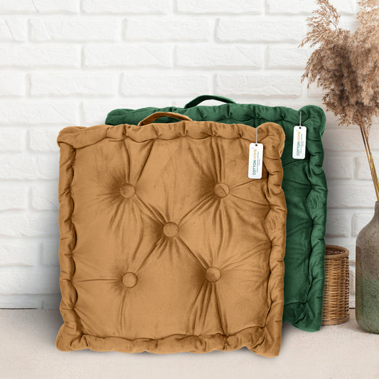 Serenity Velvet Multipurpose Seat Cushion 40x40cm Pack of 2 Square Shape Seating - Cotton Home