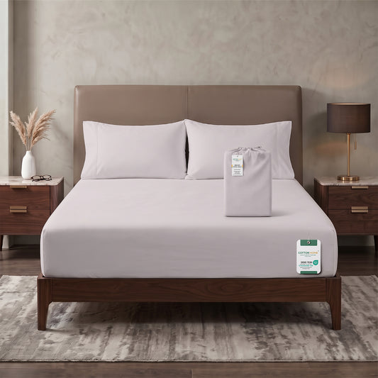Premium Cotton Fitted Bedsheet 500TC High Quality 160x200cm Light Grey