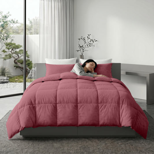 3PC Comforter Set Solid Dyed Microfiber Mauve 160×220cm