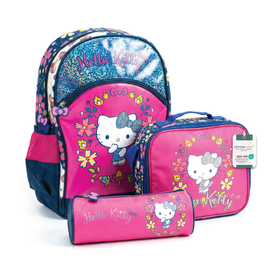 Hello Kitty 3-Piece School Bag Set – Lightweight Cartoon Character Bookbag with Large Storage Space for Boys & Girls