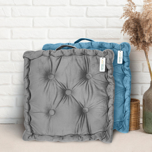 Serenity Velvet Multipurpose Seat Cushion 40x40cm Pack of 2 Square Shape Seating - Cotton Home
