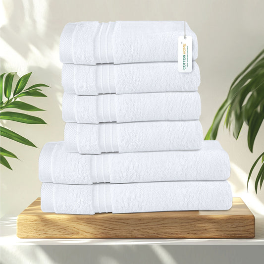 Cotton Face Towel and Hand Towel 6 Piece Set-Soft Feel, Quick Dry, Highly Absorbent Durable Towels - Cotton Home
