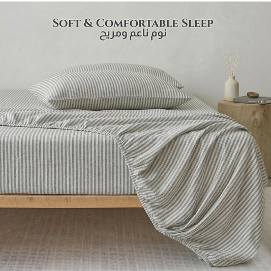 Egyptian Cotton King Size Printed Fitted Sheet 180X200+30CM with Pillow Case (30B)