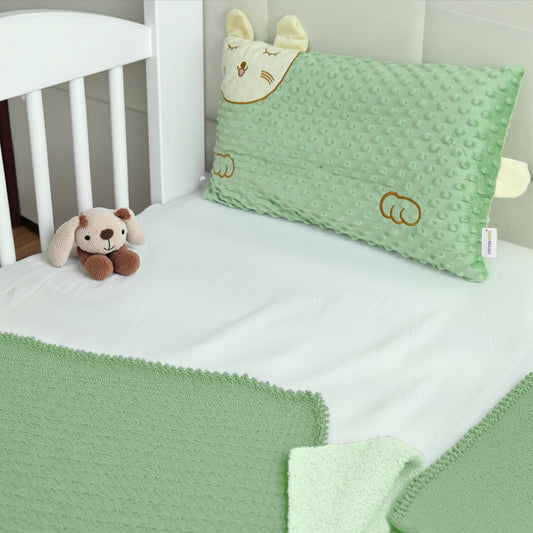 Skin Friendly Velvet Kids Pillow Green