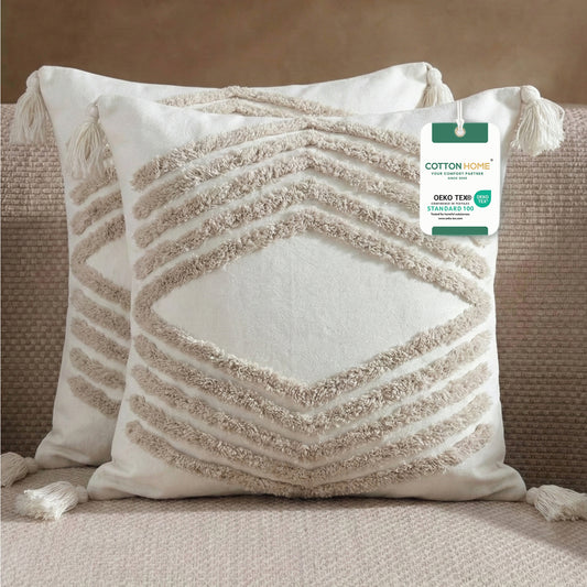 Boho Handcrafted Throw Pillow 45x45cm Filled Cushion with Arrow Design Pack of 2