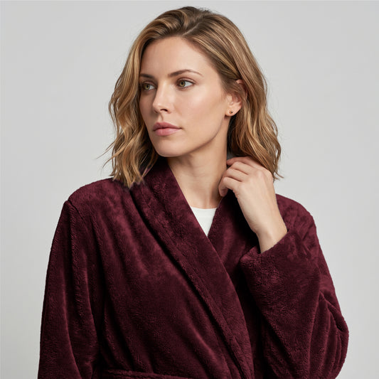 Aura Premium Cotton Bathrobe Thick & Absorbent - Burgundy