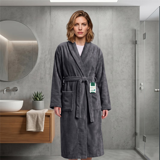 Aura Premium Cotton Bathrobe Thick & Absorbent - Dark Grey