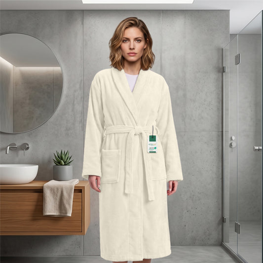 Aura Premium Cotton Bathrobe Thick & Absorbent - Ivory