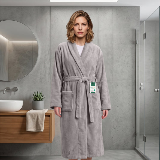 Aura Premium Cotton Bathrobe Thick & Absorbent - Light Grey