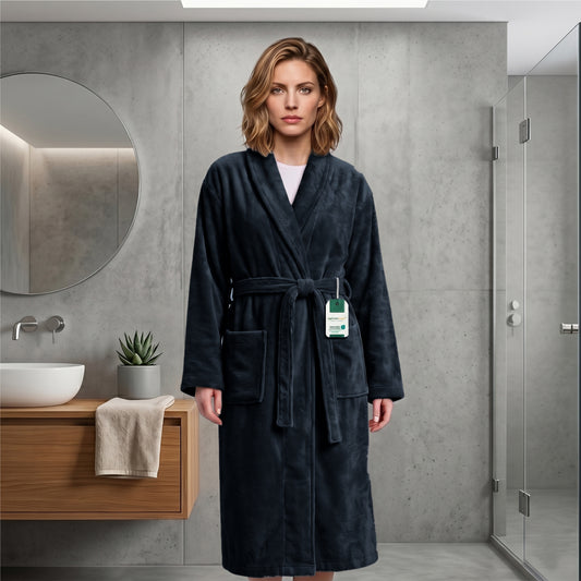 Aura Premium Cotton Bathrobe Thick & Absorbent - Navy Blue