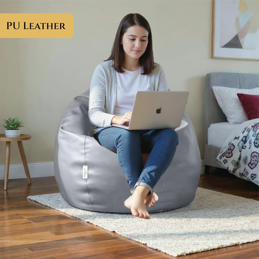 Adult Bean Bag Chair Premium PU Leather 62x105cm - Dark Grey