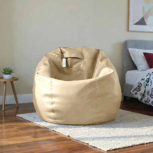 Adult Bean Bag Chair Premium PU Leather 62x105cm - Beige