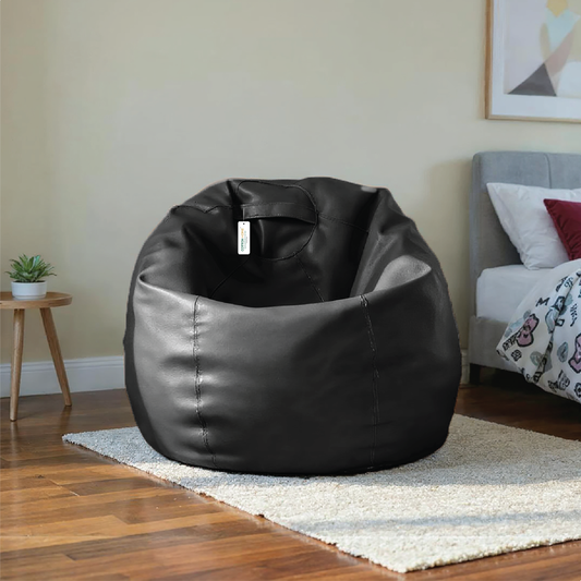 Adult Bean Bag Chair Premium PU Leather 62x105cm - Black