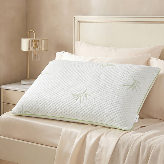 Premium Bamboo Memory Foam Pillow 60ร40ร13 cm โ Removable and Washable Cover