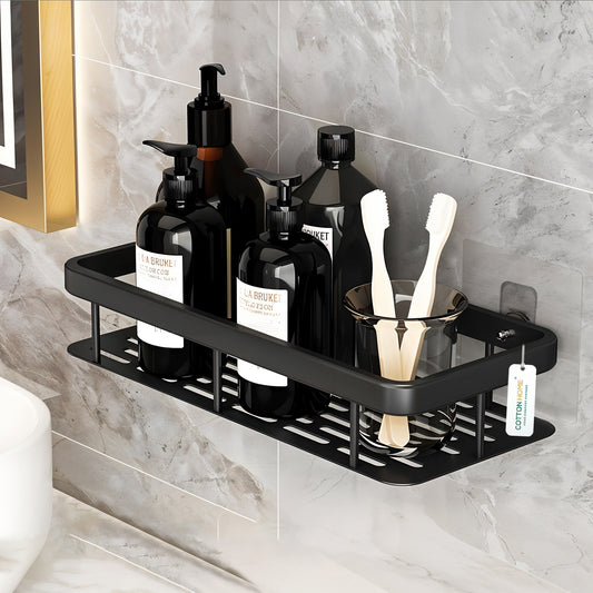 Wall-Mounted Bathroom Shelf pack of 1 Aluminum Organizer for Shampoo, Skincare & Kitchen Storage Black (Copy)