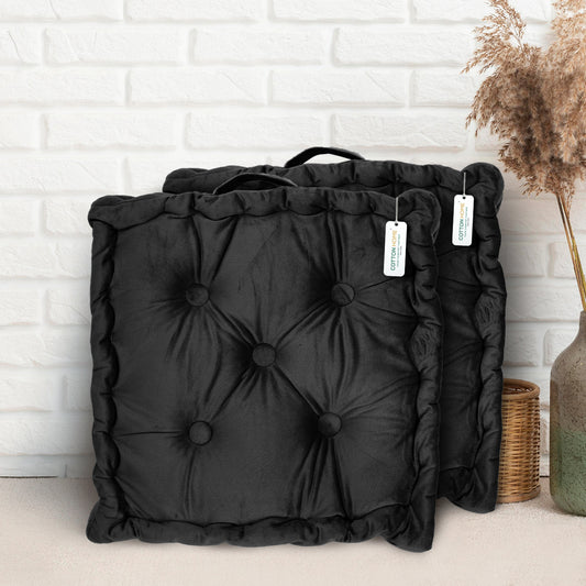 Serenity Velvet Multipurpose Seat Cushion 40x40cm Pack of 2 Square Shape Seating - Cotton Home