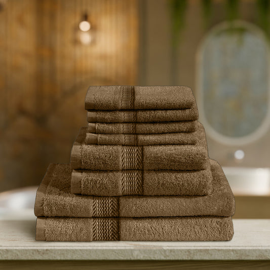 Cotton Home Ultimate Towel Collection - 8 Piece Bundle Brown - Cotton Home