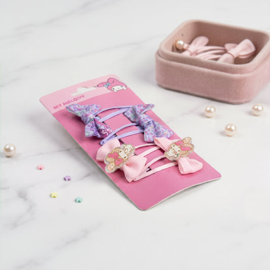 My Melody Theme Hair Clips – Pack of 4 Pink & Purple Hair Accessories
