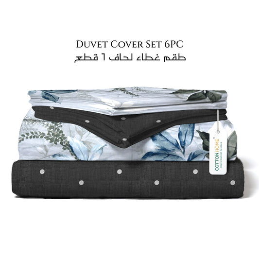 6 Piece Duvet Cover Set 220x240cm – with Fitted Sheet & Pillowcases Botanica