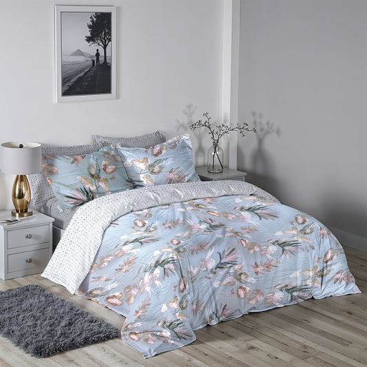 Garden Soft King Size Duvet Cover Set – 6 Pieces 220x240cm – Elegant Floral Bedding with Fitted Sheet & Pillowcases