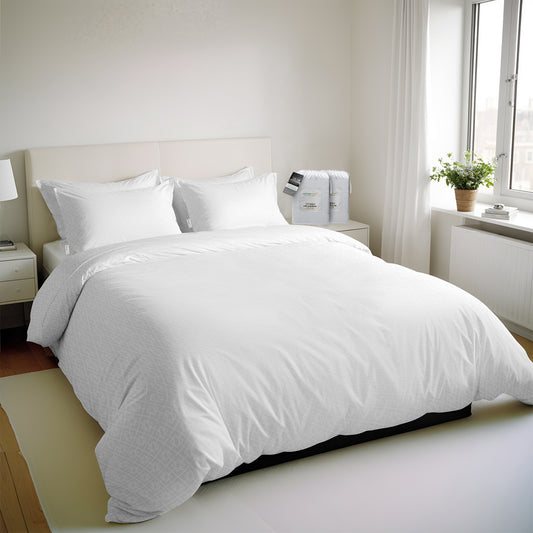 Egyptian Cotton 6 Piece Duvet Cover Set 240x260cm White Geometric