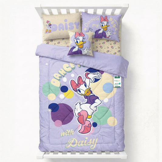 Daisy Duck Official Kids Bedding Set – 5 Piece Comforter Set Cozy & Colorful Cartoon Character with Matching Pillowcases & Bedsheet