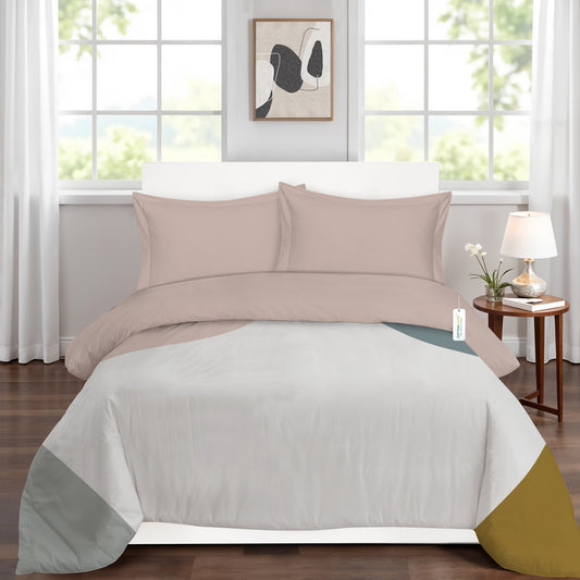 4PC Kids Duvet Cover Set – 160x220 Urban Grid Design 100% Premium Cotton