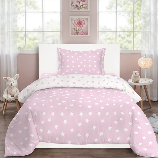 3PC Kids Duvet Cover Set – 135x220 Pastel Starlight Design 100% Premium Cotton