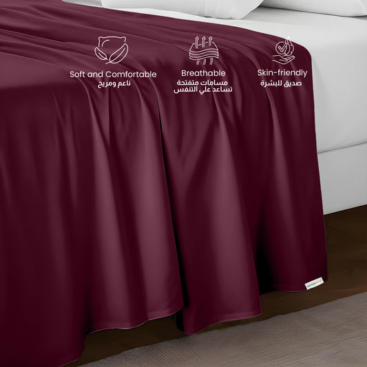Flat Sheet Super Soft King 220x240cm-Burgundy