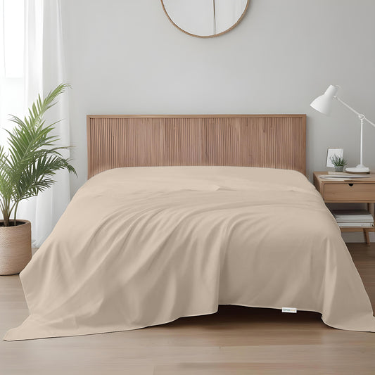 Flat Sheet Supersoft Microfiber Queen 200x220cm-Dk Beige