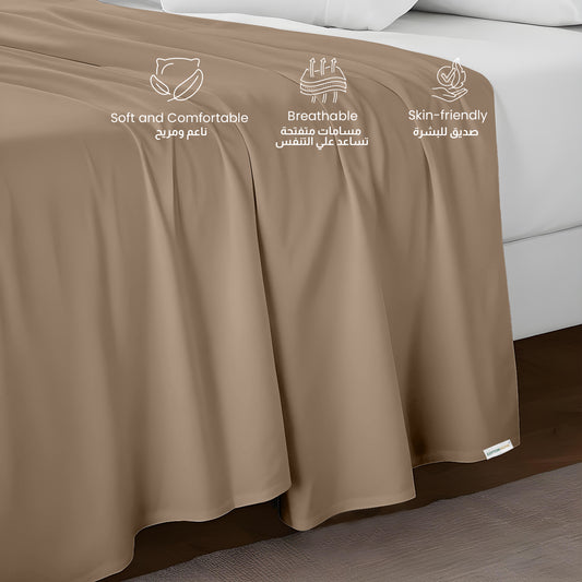 Flat Sheet Supersoft Microfiber King 220x240cm-Golden