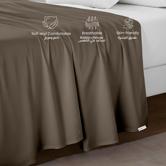 Flat Sheet Supersoft Microfiber Super King 240x260cm-Khaki