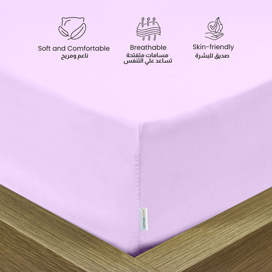 Supersoft Microfiber Fitted Sheet 90x200+20 CM Light Purple with Deep Pockets