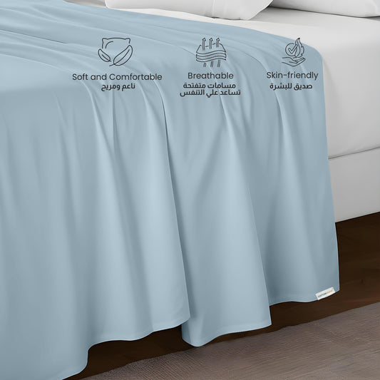 Flat Sheet Supersoft Microfiber Super King Flat Sheet 240x260cm-Metalic Blue