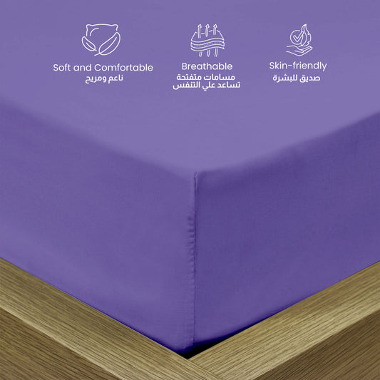Supersoft Microfiber Single Fitted Sheet 90x200+20 CM Purple with Deep Pockets
