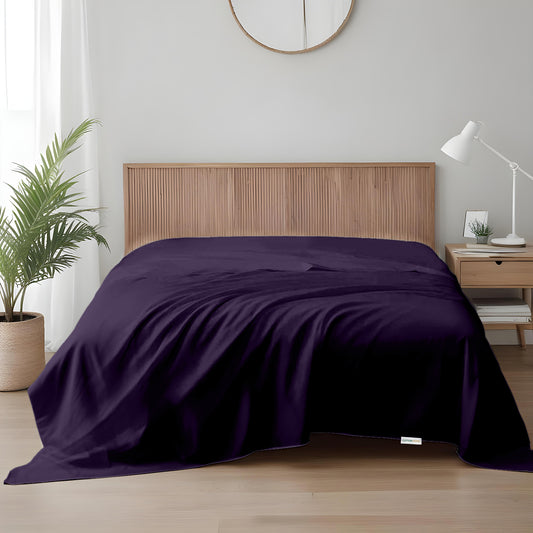 Flat Sheet Supersoft Microfiber King 220x240cm-Dk Purple