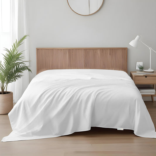 Flat Sheet Supersoft Microfiber Super King Flat Sheet 240x260cm-White