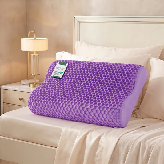 Flexi Grid Contour Memory Foam Pillow with Soft Purple Gel Top 40x60x10/12cm