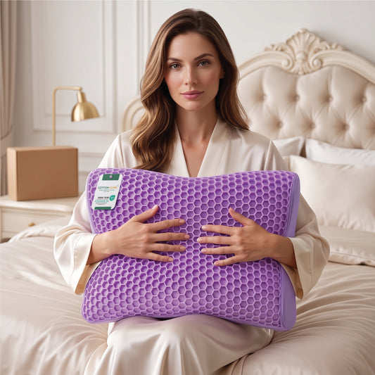 Flexi Grid Contour Memory Foam Pillow with Soft Purple Gel Top 40x60x10/12cm
